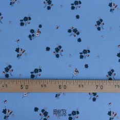 sergé mini coton fleurs indigo rose marine mignon