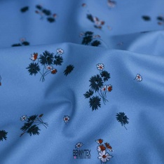 sergé mini coton fleurs indigo rose marine mignon