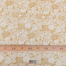 cretonne 100% coton libertade 120cm fleurs camel