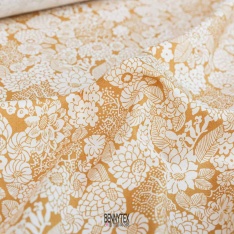 cretonne 100% coton libertade 120cm fleurs camel