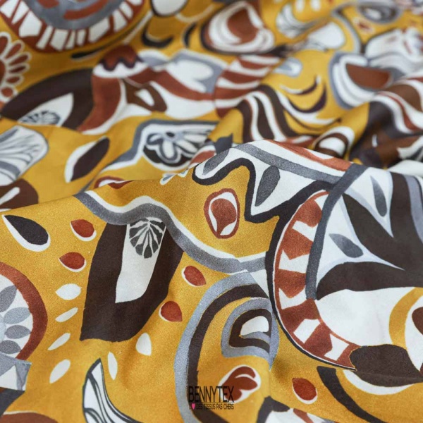 popeline 100%coton souple marron choco beige safran style africa