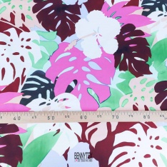 popeline de luxe 100%coton feuillage tropical
