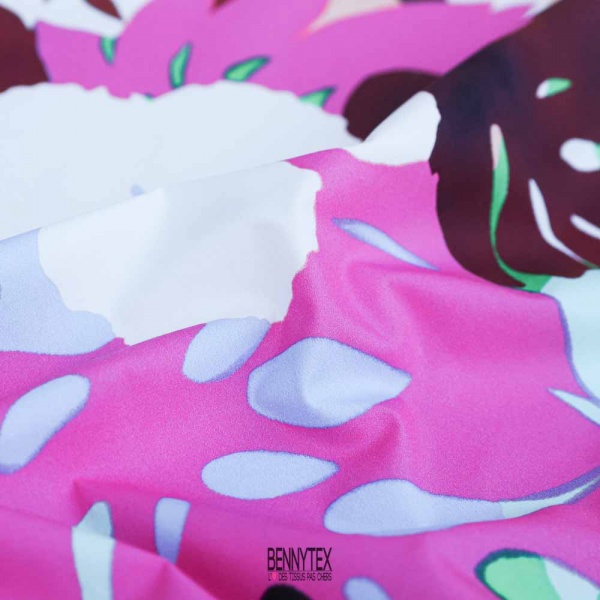 popeline de luxe 100%coton feuillage tropical