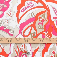 satin de coton orange motif psychédélique rétro