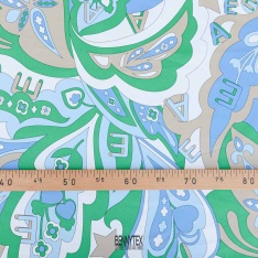 satin de coton vert motif psychédélique rétro