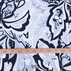 satin de coton noir motif psychédélique rétro