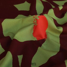 popeline 100% coton fond kaki feuillage tropical