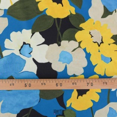 popeline 100% coton fond noir grosses fleurs multicolor