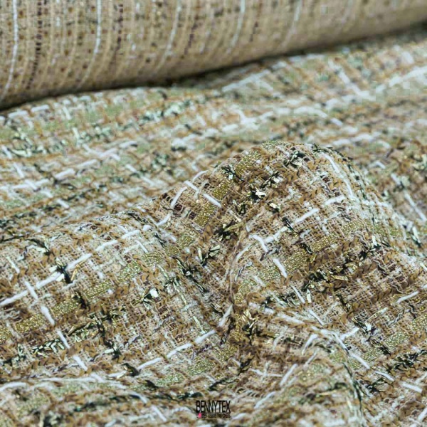 tweed chamel de lue melangé coton lurex or sublime