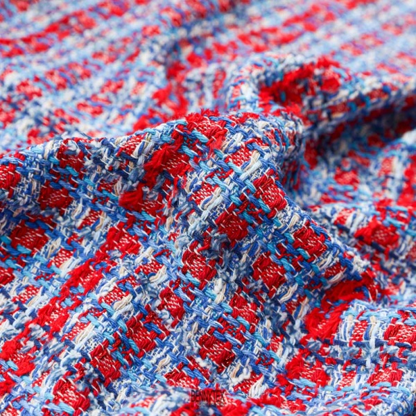tweed chamel de luxe bouclette blue rouge blanc