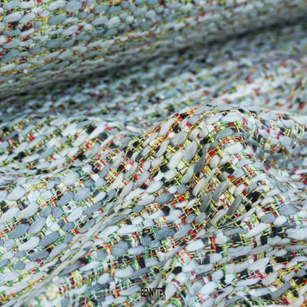tweed malhia de luxe ton de vert gris bouclette