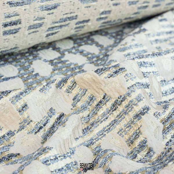 tweed brocart gauffré Lurex or haute couture fond creme