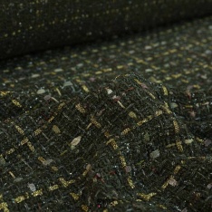tweed chamel de luxe bouclette kaki