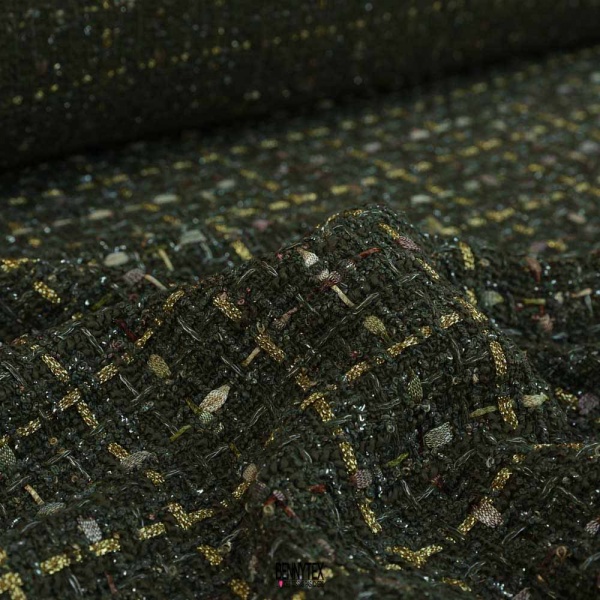 tweed chamel de luxe bouclette kaki