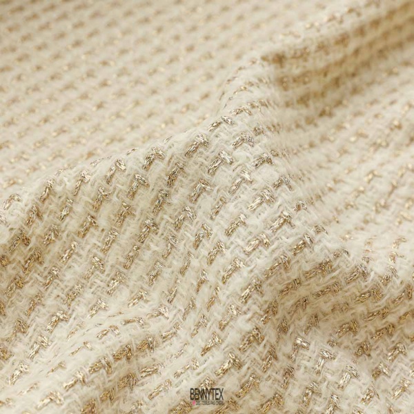 tweed chamel mohair laine ecru lurex métal or