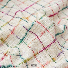 tweed chamel de luxe bouclette fond écru blanc cassé