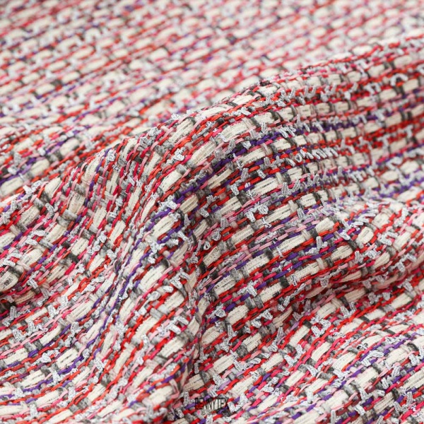 tweed malhia de luxe bouclettes mélangées fond écru lurex argent