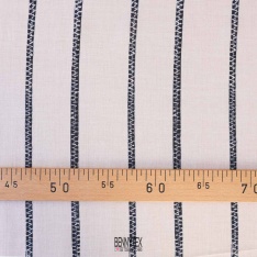 voile de coton souple ecru rayure marine stylé