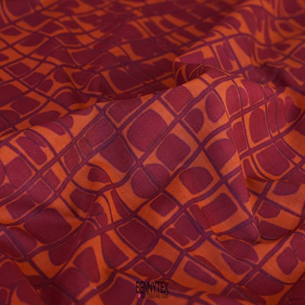 popeline de coton orange brulé bordeau brique