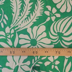 voile de coton souple vert jardin fleurs beige