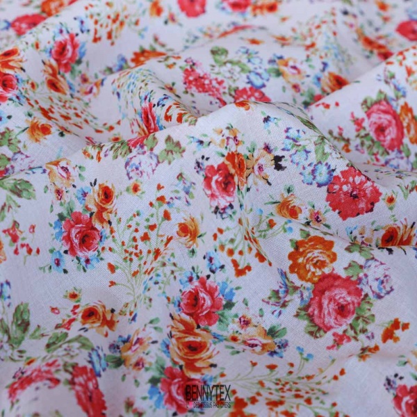 voile de coton cretonne style libertad fond cassé sublime