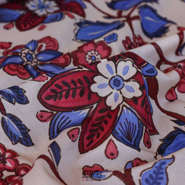 voile de coton swiss sublime ton de beige roi rouille brique fleurs