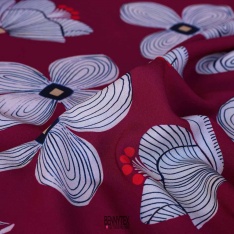 fibranne viscose de luxe cerise coquelicot trefle fleurs