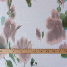 voile de coton fleurs pale fond blanc creme