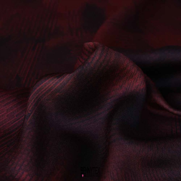 fibranne viscose de luxe satiné de viscose lie de vin prune et noir