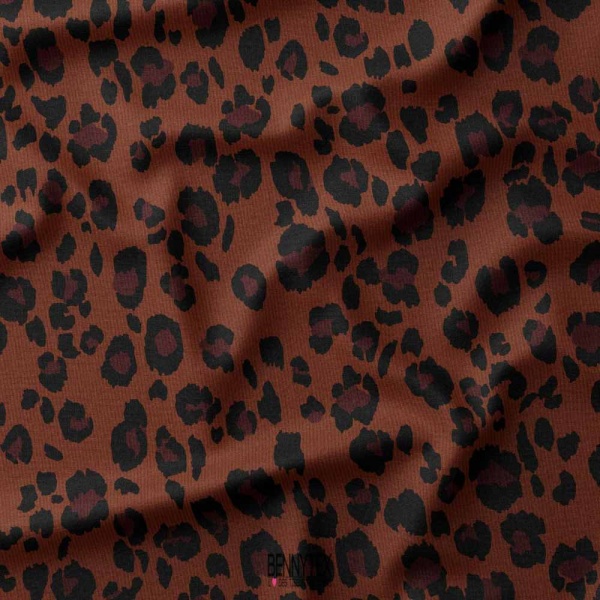 velour 1000 raie leopard fond brique tache prune noir
