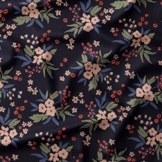 velours 1000 raie coton enfant fleurs bleu marine
