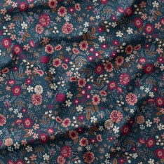 velours 1000 raie coton enfant fleurs bleu marine