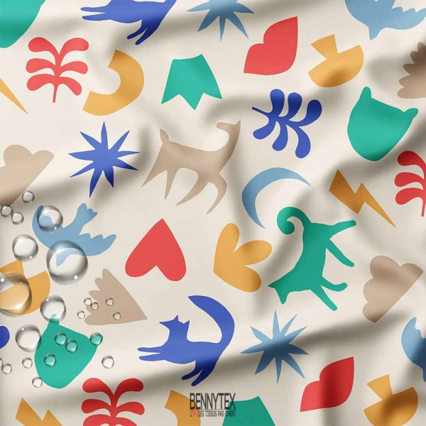 impermeable strecht dit pul safari fond blanc animaux
