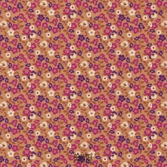 coton souple imprimé et fleurs prune fuchia orange clair