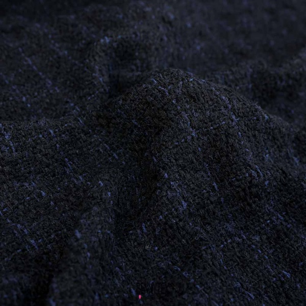 tweed charmel de luxe fond noir et bleu nuit rayure