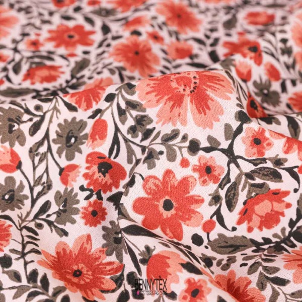 coton lorraine loisirs creatif souple imprimé rose poudre corail