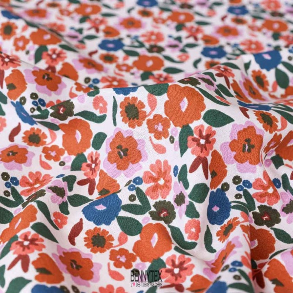 coton lorraine loisirs creatif souple imprimé fond rose