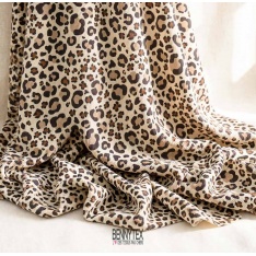 velours 1000 raie coton leopard fond beige