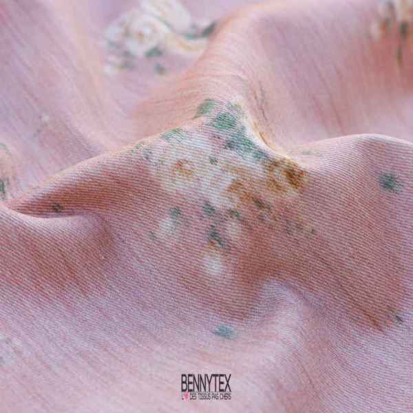 gabardine coton abstrait vintage fond vieux rose fleuri
