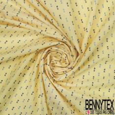 Coton Plumeti Fantaisie Nuit Indigo fond Jaune Pastel