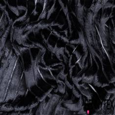 Mousseline Polyester Noir Dévoré Viscose Rayure Verticale Fourrure Noir