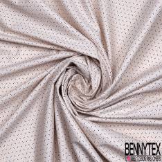 Coton Imprimé Petit Motif Géométrique Bicolore Marine Blanc fond Sable