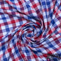 Coton Teint Carreau Moyen esprit Nappe Ciel Bleu Roi Rouge