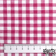 Coupon 3m Coton Teint Vichy Framboise Blanc