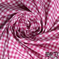 Coupon 3m Coton Teint Vichy Framboise Blanc