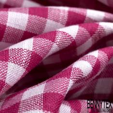 Coupon 3m Coton Teint Vichy Framboise Blanc