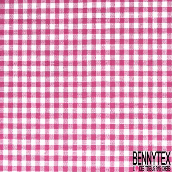 Coupon 3m Coton Teint Vichy Framboise Blanc