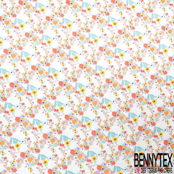 Mousseline Voile Polyester Motif Petite Fleur des Champs fond Jaune Pastel