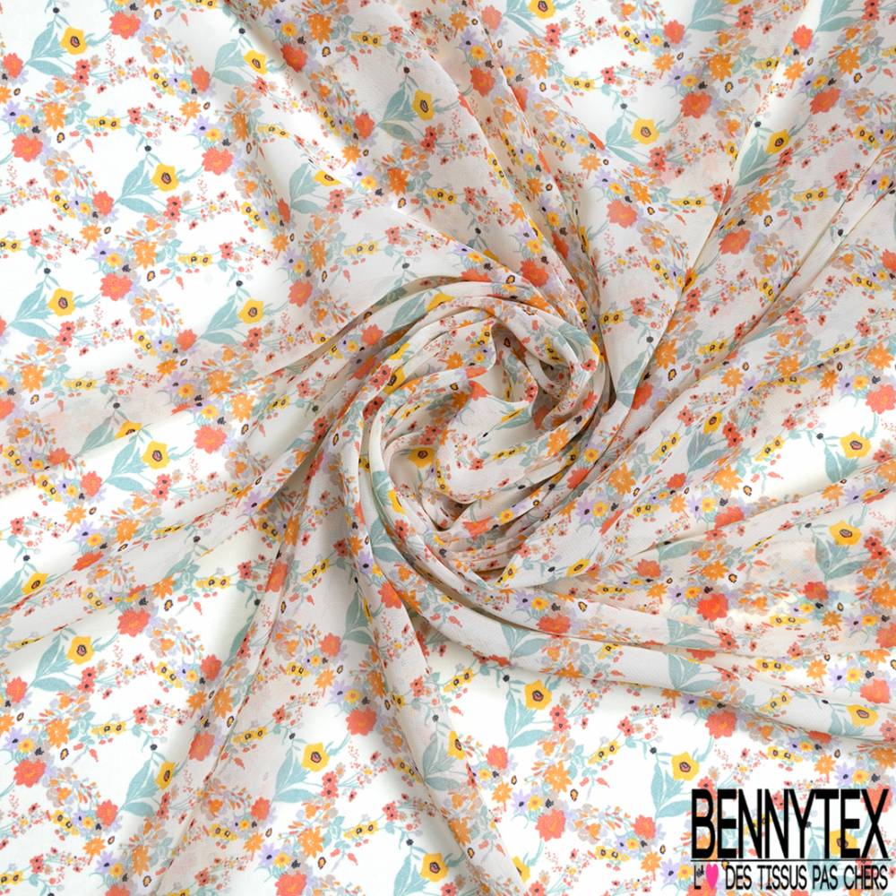 Mousseline Voile Polyester Motif Petite Fleur Des Champs