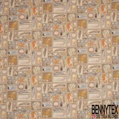 Coton Impression Boite Petit Trésor Marin Etoile de Mer Coquillage Hyppocampe